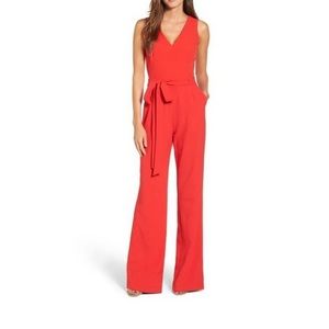 Tie-Waist Jumpsut - Red